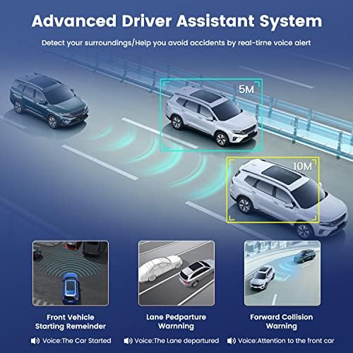 Portátil Carplay Apple CarPlay Apple CarPree Android Auto, 10 polegadas HD IPS IPS Touchscreen portátil Rádio com câmera de traço 4K, câmera de backup, faixa GPS, ADAS, Bluetooth/aux/Voice Control