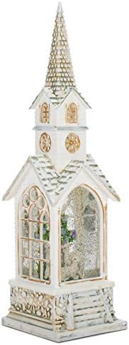 RAZ Alabaster White Church Cordeiro de Páscoa 15,25 x 4,5 lanterna de água de mesa decorativa acrílica