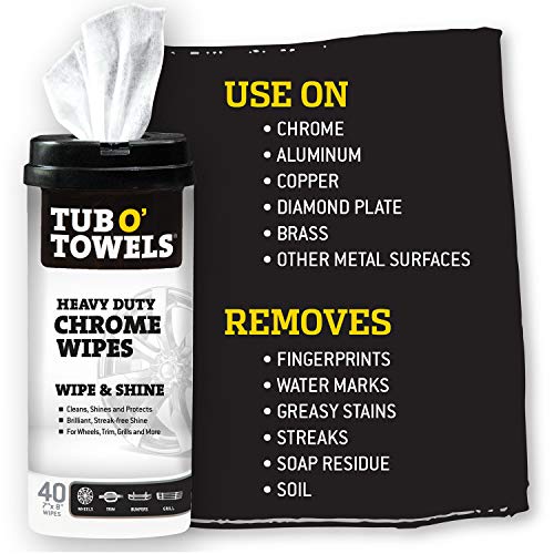 Tubelas de Tubels Crome para serviço pesado-Limpo, Shine & Protect, 40 Wipes Count, Tw40-Chr