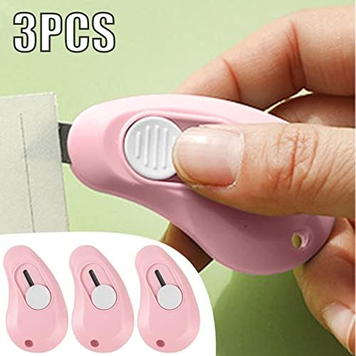 Utilitário em forma de ovo Mini portátil retrátil para envelopes de embalagem Cutter Cutter com orifícios de chaveiro 3pack
