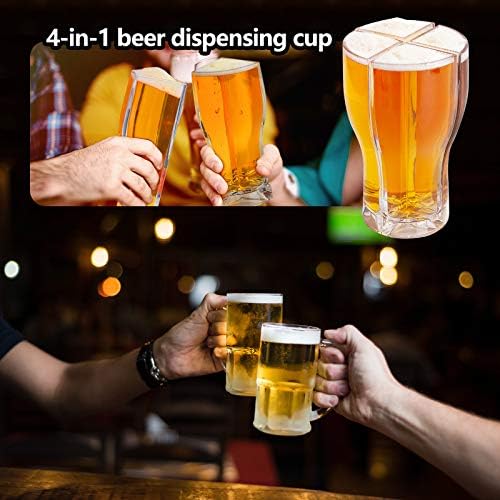 Copos de cerveja KKL, 4 em 1 bebida copo de cerveja, canecas de cola duráveis ​​de acrílico anti-derramado transparentes, adequadas para beber com amigos e compartilhar felicidade para família, festa, festival, bar