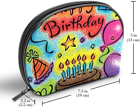 Bolsa de higiene pessoal, bolsa de cosméticos de maquiagem para mulheres, homens, balão de bolo de feliz aniversário,