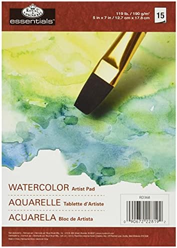 Essentials Watercolor Artist Paper Pad 5 x7 -15 folhas