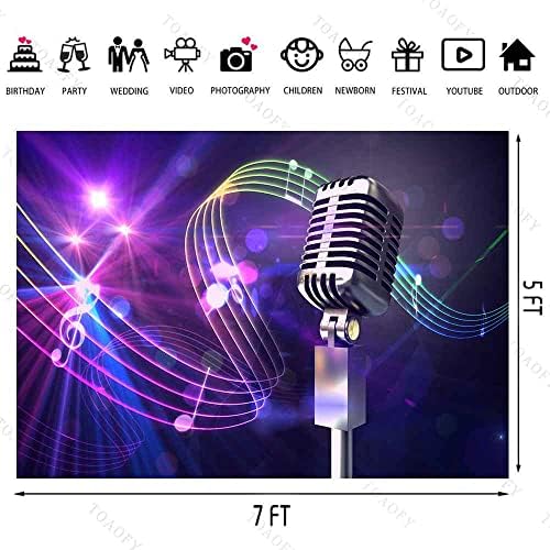 Toaofy 7x5ft discoteca de discoteca musical símbolo de microfone de fotografia de fundo de decoração de partida música