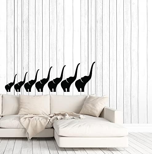 Vinil Wall Decals Elefantes Família Silhueta Cartoon Baby Room Decoration Starters Black
