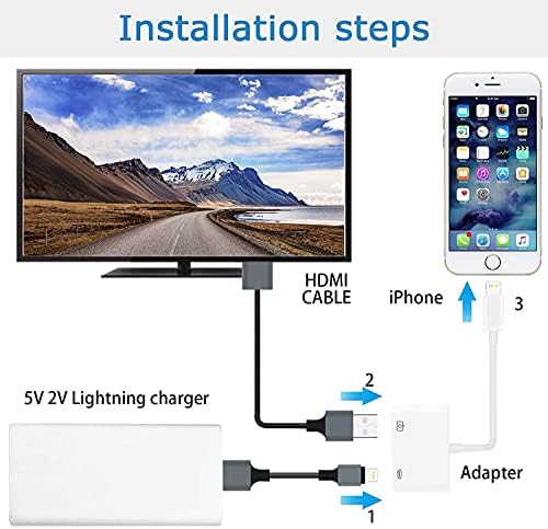[Apple MFI Certified] Lightning to HDMI Digital AD Adaptador, 1080p Digital AD ADAPTER VÍDEO E AUDIO SYNC Screen Conversor