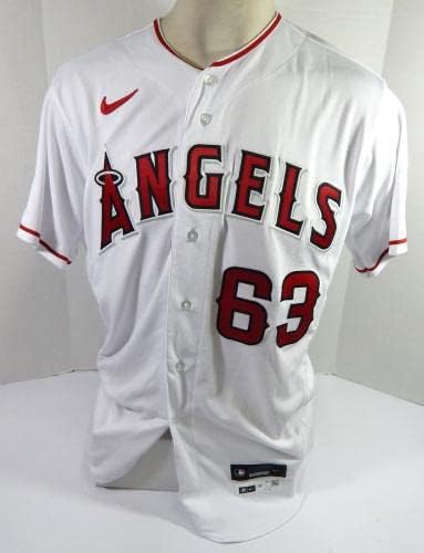 2022 Los Angeles Angels Kyle Tyler 63 Jogo emitido POS Usado White Jersey 46 9 - Jogo usada MLB Jerseys