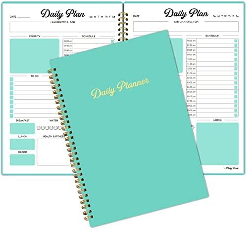 Planejador diário sem data, para fazer notebook Planner com um livro de compromissos horários, planejador de calendário, livro de organizadores da agenda diária com bolso, iniciar a qualquer hora, 180 páginas