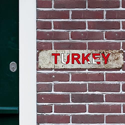 Madcolitote Turquia bandeira de rua personaliza placa de peru metal sinal decorações patrióticas de metal sinal de lata de parede de parede de parede decoração de parede decoração rústica decoração para o bedroom café garagem de bedroom garagem 18x4in