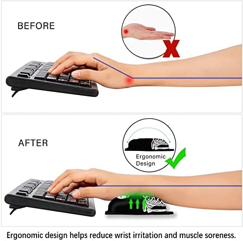 Artso mouse pad teclado de teclado suporta suporte ergonômico e atualizado de almofada mousepad gel de memória de espuma sem deslizamento Base de borracha alívio da dor e digitação fácil para casa, escritório, esqueleto humano preto preto