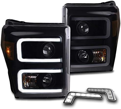 ZMAUTOPTS LED DRL BLACK / FUMO PROJETOR DO PROJECTOR DRL WHITE DRL para 2011- Ford F250 / F350 / F450 Super Duty