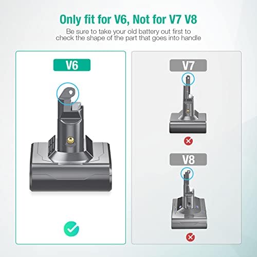 Substituição de bateria do FirstPower 5.0ah V6 DC61 - Compatível com SV04 DC58 DC59 DC61 DC62 DC72 DC74 MOTOR DE ANIMAL ABRILHO SLIM SV03 SV04 SV05 SV06 SV07 SV09…