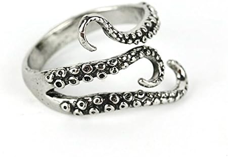SAITNENGONG PUNK Mulheres masculinas Vintage Aço inoxidável Octopus Biker Ring Jewelry