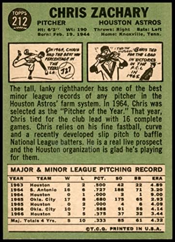 1967 Topps 212 Chris Zachary Houston Astros NM/MT Astros