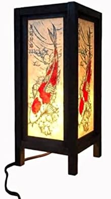 Tailandês vintage handmade japonês lâmpada japonesa carpa koi peixe charme sortudo arte de cabeceira luminária de lâmpada de madeira