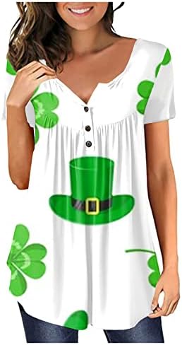 T-shirt da Lucky T-shirt de St Patty Tops irlandeses de verão de manga curta colar tee atlético Bloups para mulheres