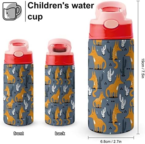 Raposas felizes e cactos garrafa de água colorida em aço inoxidável viagens isoladas copos de caneca bloqueando garrafas