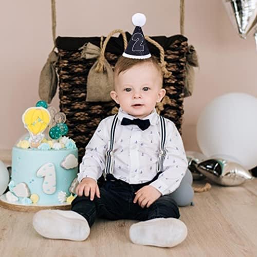 Baby 1st Birthday Party Hat - Black White Cone Hat, Primeiro Aniversário Decorações, Bolo Smash Photos Prop