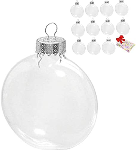 Ornamentos de bola plana de vidro transparente de 80 mm para artesanato ornamentos de bola de bola encerráveis ​​claras para a árvore de Natal, pátio, casamento, Natal, decorações de festa ornamentos DIY 12pcs