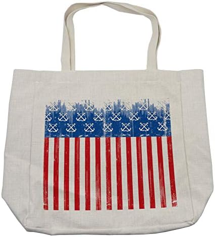 Bolsa de compras de Ambesonne USA, design de bandeira do grunge patriótico com listras e âncoras cruzadas marinhas,