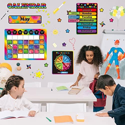 92 peças Cálculo da sala de aula Boletim Boletim Conjunto Dias da semana Colorido Aprendizagem Pré -escolar calendário