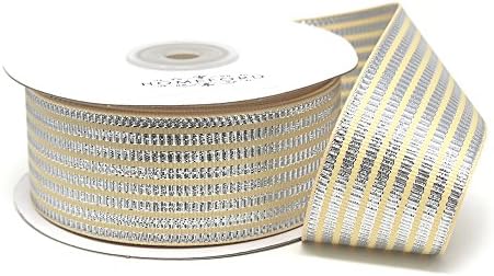 Homeford Metallic Seersucker Stripes Grosgrain Ribbon, 25 jardas