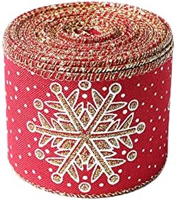 10yd/960in natal decorativo fita de poliéster árvore de natal atmosfera decoração de fita de neve impressão de floco de neve de fita de fita acrílica pedras e cristais