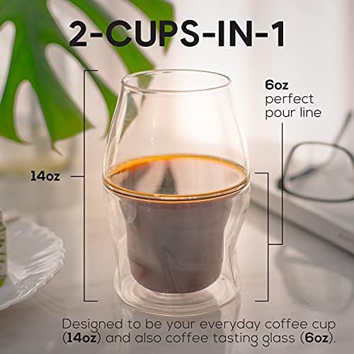 Avensi Coffee Aproveing ​​Glassware Cups - Conjunto completo: 3 copos, com montanhas -russas de feltro, pano de polimento