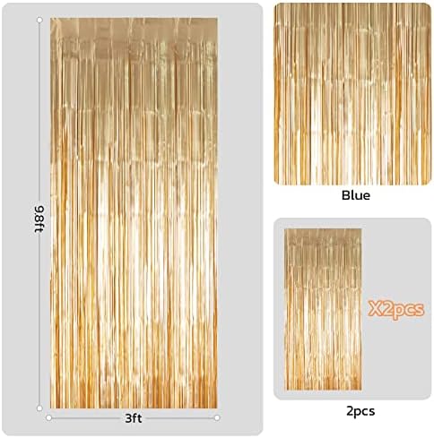 2 pacote de 3,3 pés x 9,8 pés cortinas de folha de folha cortinas de franja metálica cenário de cortina Shimmer