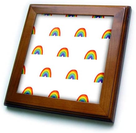 Imagem simples de 3drose do padrão de arco -íris em aquarela - ladrilhos emoldurados