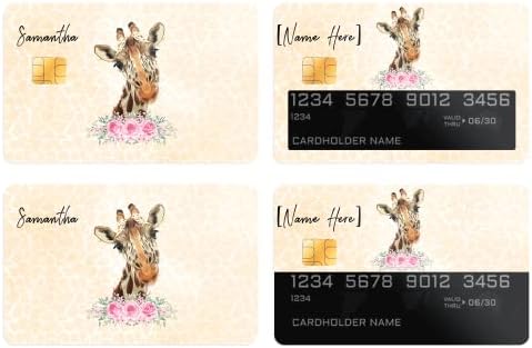 Adesivo personalizado de cartão de crédito Nome personalizado girafa animal vinil skrap Glitter Gifts For Customer Mulheres Mulheres Friends Friend adolescente No pacote de aniversário 3 ou 3 PCS por pacote