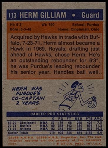 1972 Topps 113 Herm Gilliam Atlanta Hawks ex Hawks Purdue