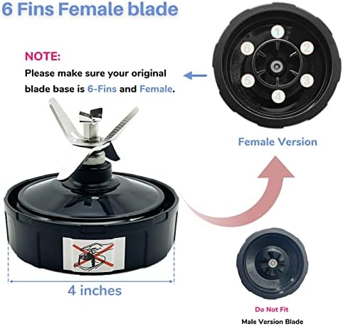 Blender 6 Fils peças de substituição da lâmina feminina para ninja, extrator de lâmina inferior compatível com ninja ninja IQ BL450 69, BL451 70, BL455 30 DOB, BL456 70, BL480 70, BL480D 30 DOB, BL482 30 DOB