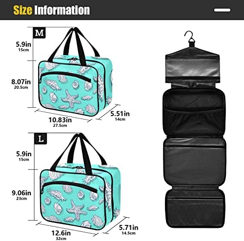 Venurnrn Seashell Saco de higiene pessoal para homens pendurados Bolsa de maquiagem Bolsas de viagem de organizador de cosméticos