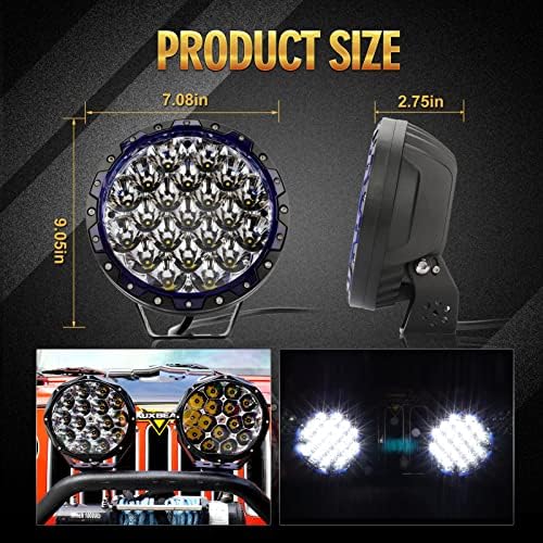 AuxBeam 7 polegadas 210W Round LED LUZES OFFRONADAS, 2PCS Super Blipolo 25200lm LED Direção de luz Light Spot Light para