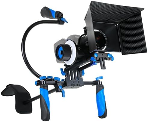 Kit de montagem de ombro de câmera da câmera da câmera do Sunsmart DSLR, incluindo suporte ao ombro da plataforma DSLR, siga focus, caixa fosca e alça superior para todas as câmeras de vídeo DSLR e camcorders de DV
