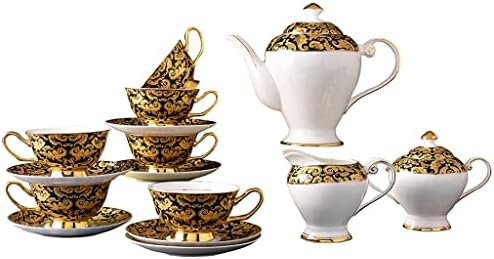 Jydbrt 15 PCs Classic Style Ceramic Tea Conjunto de porcelana de ouro conjunto para chá da tarde 6 pessoas