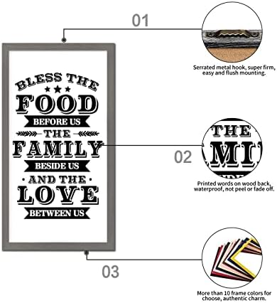 Versículos das Escrituras Casa da placa de madeira emoldurada dizendo que abençoe a comida diante de nós a família ao nosso