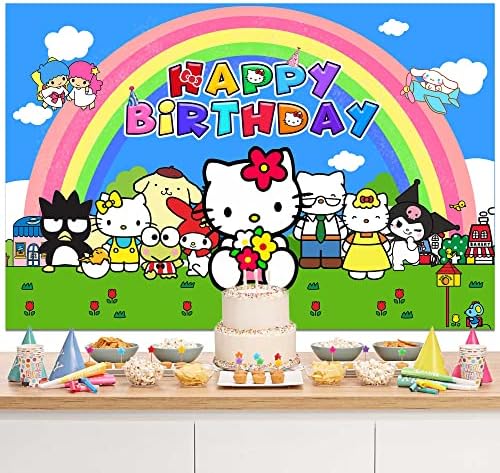 Kawaii tema feliz aniversário decorações de cenário para crianças garotas senhoras azuis festas de festa de fundo de fundo de festas