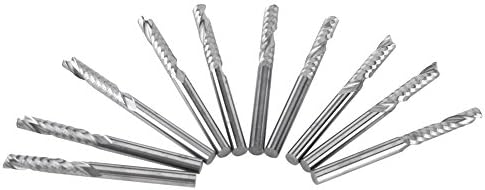 WALFRONT 10PCS 3.175 * 15mm de tungue de tungue de tungstênio de flauta Finzias de extremidade CNC para bits de roteador espiral
