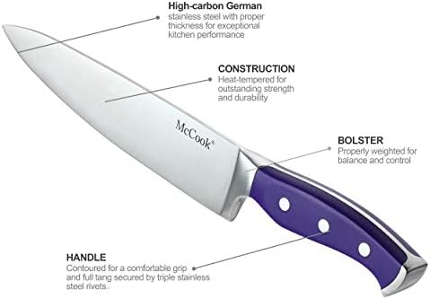 Conjuntos de blocos de faca de aço inoxidável MC27 com apontadores embutidos + McCook MC60 utensílios de cozinha de aço inoxidável