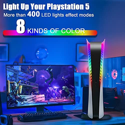 Kit de tira de luz LED SIKEMAY RGB para console PS5, Som de jogo/Music Sync Color Mudança, 8 cores 400 Efeitos de luzes