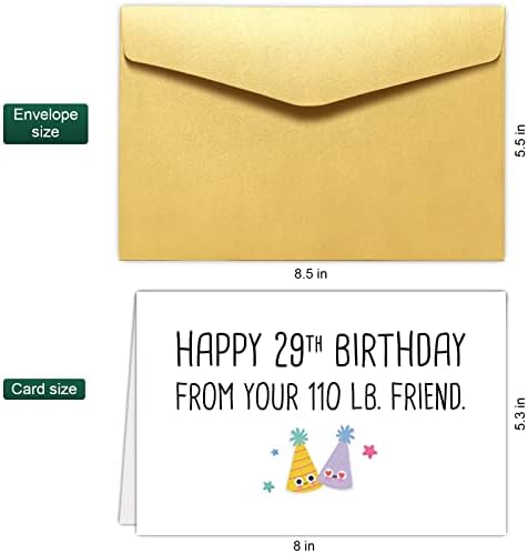 Cartão de aniversário engraçado Chenive para ele, cartão de aniversário humorístico para o melhor amigo, feliz aniversário de 29 anos de seu amigo de 110 lb.