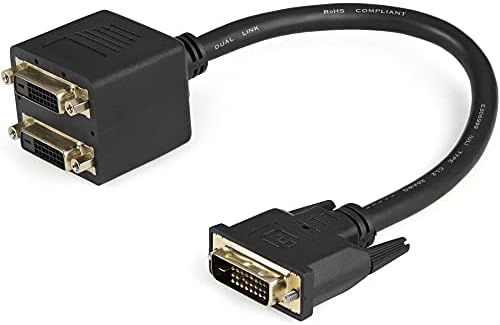 Startech.com Cabo de divisor DVI de 1ft - M / F - DVI -D a 2x DVI -D Dual Video Splitter para o seu monitor de computador de tela