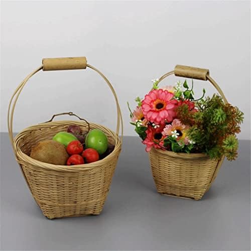 N/A 2pcs/cesto de cesto produtos artesanais cestos de coleta redonda Qingmie tecelagem de lanches cesta de flores (cor: a, tamanho