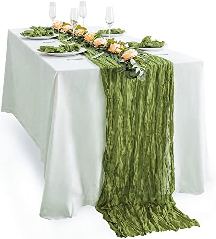 6 PCs Sage Green Green Greecloth Table Runner de 10 pés Tabela de gaze corredor 35 x 120 polegadas Boho Table Runner Decorações de mesa