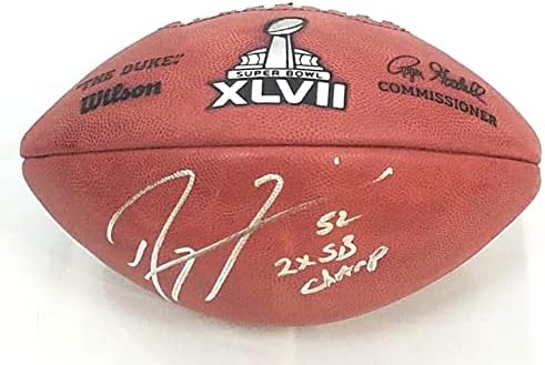 Ray Lewis autografou o Baltimore Ravens Super Bowl XLVII Football com 2x SB Champs Beckett Testemunhou - Bolinhos autografados