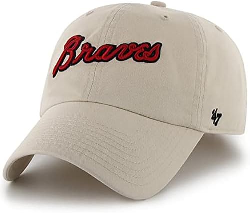 Logotipo de script de Atlanta Braves Limpe o chapéu ajustável, o tamanho adulto se encaixa em todos