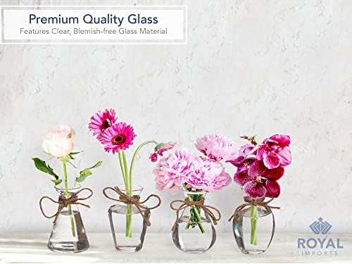 Importa real vaso de broto de garrafa de vidro transparente, pequena peça central de flores de haste única, mini frascos florais