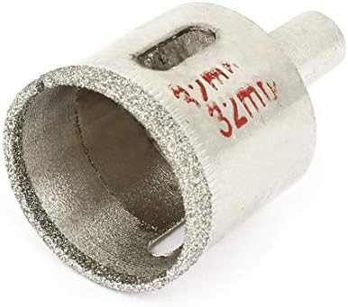 X-Dree 32mm Diâmetro de corte de 55 mm Fura de vidro Diamante Brilheira de vidro Drilling (diámetro de corte de 32 mm diámetro de 55 mm longitud diamante Azulejo Agujero de Vidrio Sierra Perforación